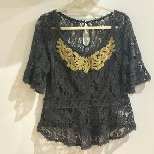 Free people all lace peplum top